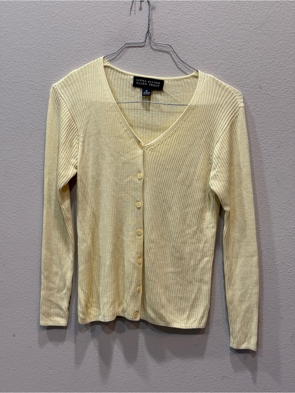 Linda Allard Ellen Tracy Ribbed Buttoned Sweater
